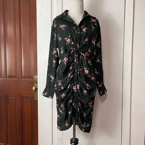 Everleigh green button down floral dress